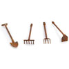 微型乡村口音花园工具集-微型花园工具-迷你花园工具-迷你铲子-迷你铲子-微型沥青叉子