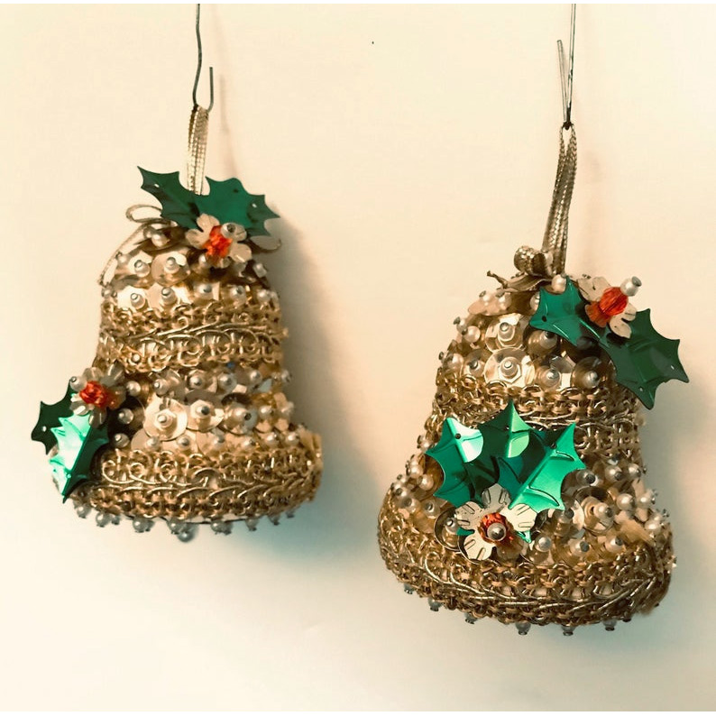亮片和珠子圣诞铃铛装饰