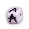 字母珠- A -陶瓷-立方体-白色/黑色字母-陶瓷阿尔法珠- A -陶瓷阿尔法珠-陶瓷字母珠-陶瓷字母珠