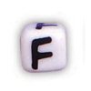 字母珠- F -陶瓷-立方体-白色/黑色刻字-陶瓷阿尔法珠- F -陶瓷阿尔法珠-陶瓷字母珠-陶瓷字母珠