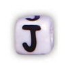 字母珠- J -陶瓷-立方体-白色/黑色刻字-陶瓷阿尔法珠- J -陶瓷阿尔法珠-陶瓷字母珠-陶瓷字母珠