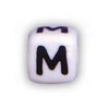 字母珠- M -陶瓷-立方体-白色/黑色字母-陶瓷字母珠- M -陶瓷字母珠-陶瓷字母珠-陶瓷字母珠