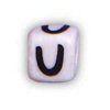 字母珠- U -陶瓷-立方体-白色/黑色字母-陶瓷阿尔法珠- U -陶瓷字母珠-陶瓷字母珠-陶瓷字母珠