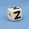 字母珠- Z -陶瓷-立方体-白色/黑色字母-陶瓷阿尔法珠- Z -陶瓷字母珠-陶瓷字母珠-陶瓷字母珠
