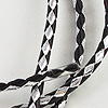 博洛领带绳-编织博洛绳-金属银和黑色-博洛领带绳-皮革绳-编织皮革绳-博洛领带用品