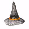 Sinamay女巫帽子-黑色与橙色乐队-万圣节装饰-娃娃-娃娃女巫帽子