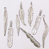 铸造金属羽毛护身符-银-羽毛珠子