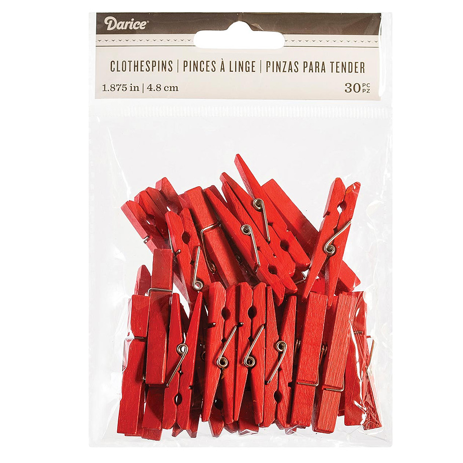红色的Clothes Pins - Mini Wood Clothespins - Red Clothes Pins